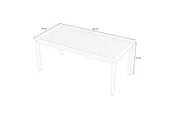 VILLANA Tasmania Esstisch, Silber/Natural, Aluminium/Eukalyptus, 180 x 90 cm, hohe Belastbarkeit, korrosionsbeständig, witterungsbeständig, robust, FSC®-zertifiziertes Produkt