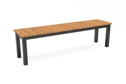 VILLANA Tasmania Garten-Essgruppe mit Bank und 2 Klappstühlen, anthrazit/natur, Aluminium/Eukalyptus, Tischplatte 180 x 90 cm, FSC®-zertifiziertes Produkt