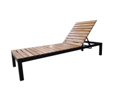VILLANA Tasmania Gartenliege, dunkelgrau, Alu/Eukalyptus, wasserabweisend, verstellbare Rückenlehne, FSC®-zertifiziertes Produkt