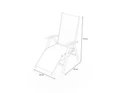 VILLANA Tasmania Relaxsessel, silber/schwarz, Alu/Textilene, Eukalyptus-Armlehnen, höhenverstellbar, FSC®-zertifiziertes Produkt