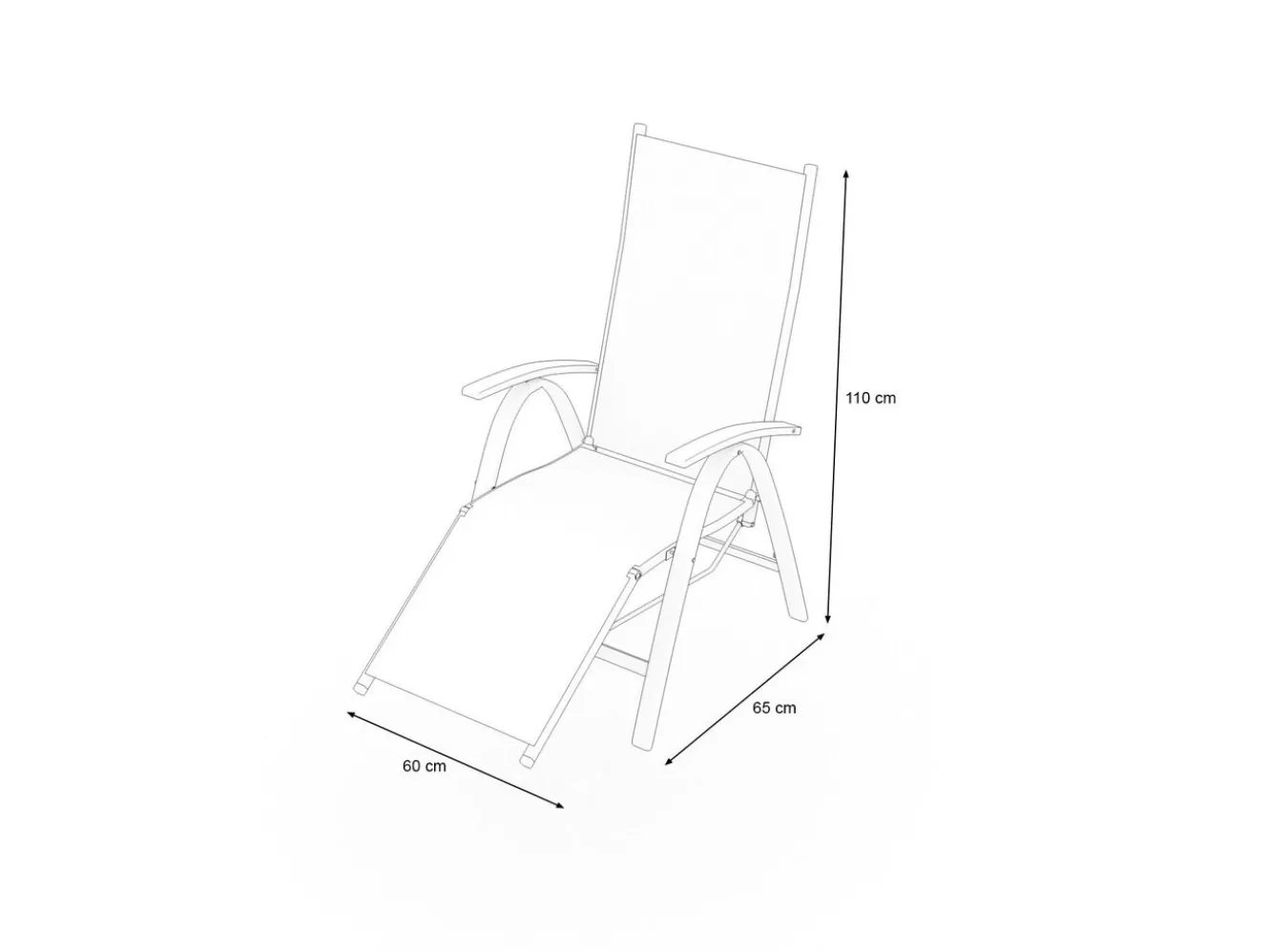 VILLANA Tasmania Relaxsessel, silber/schwarz, Alu/Textilene, Eukalyptus-Armlehnen, höhenverstellbar, FSC®-zertifiziertes Produkt