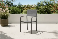 VILLANA Tasmania Stapelstuhl, Dunkelgrau, Aluminium, stapelbar, pflegeleicht, hohe Belastbarkeit, witterungsbeständig