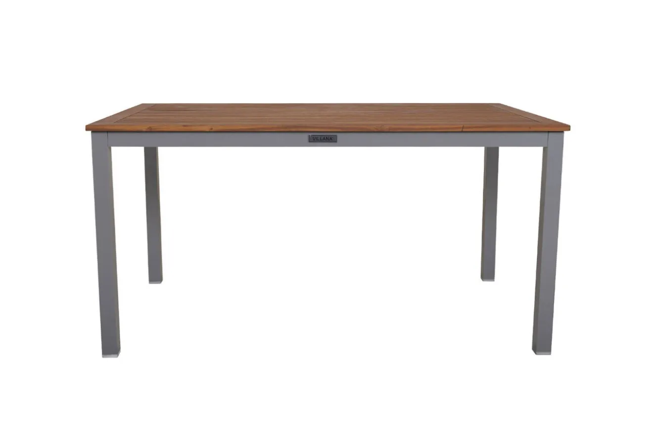 VILLANA Victoria Gartentisch, Alu/Akazie, silber, 150 x 90 x 74 cm, zertifiziertes Material, FSC®-zertifiziertes Produkt