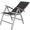 VILLANA Victoria Klappstuhl, silber/schwarz, Alu/Textilene, 64 x 58 x 110 cm, zertifiziertes Material, FSC®-zertifiziertes Produkt