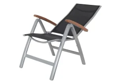 VILLANA Victoria Klappstuhl, silber/schwarz, Alu/Textilene, 64 x 58 x 110 cm, zertifiziertes Material, FSC®-zertifiziertes Produkt