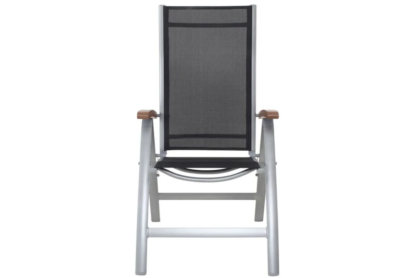 VILLANA Victoria Klappstuhl, silber/schwarz, Alu/Textilene, 64 x 58 x 110 cm, zertifiziertes Material, FSC®-zertifiziertes Produkt