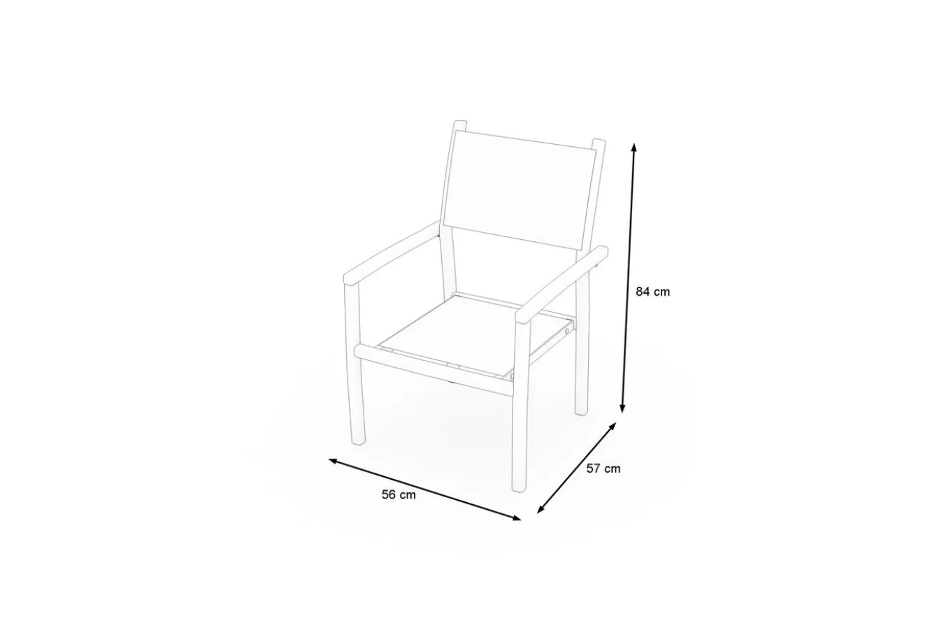 VILLANA Victoria Stapelsessel, anthrazit/grau, Alu/Textilene/Akazie, Hohe Belastbarkeit, zertifiziertes Material, FSC®-zertifiziertes Produkt